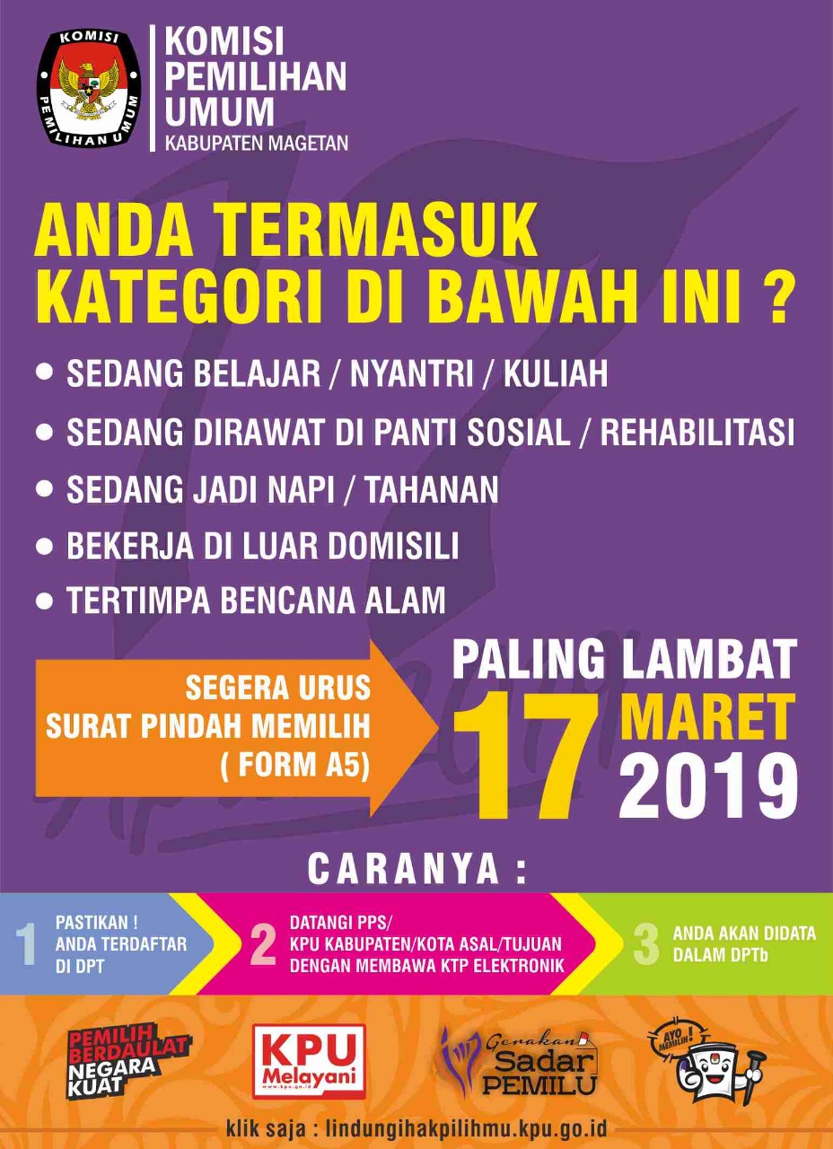 KPU Magetan Fasilitasi Masyarakat Pindah Pilih Sampai 17 Maret 2019, Ini Syaratnya