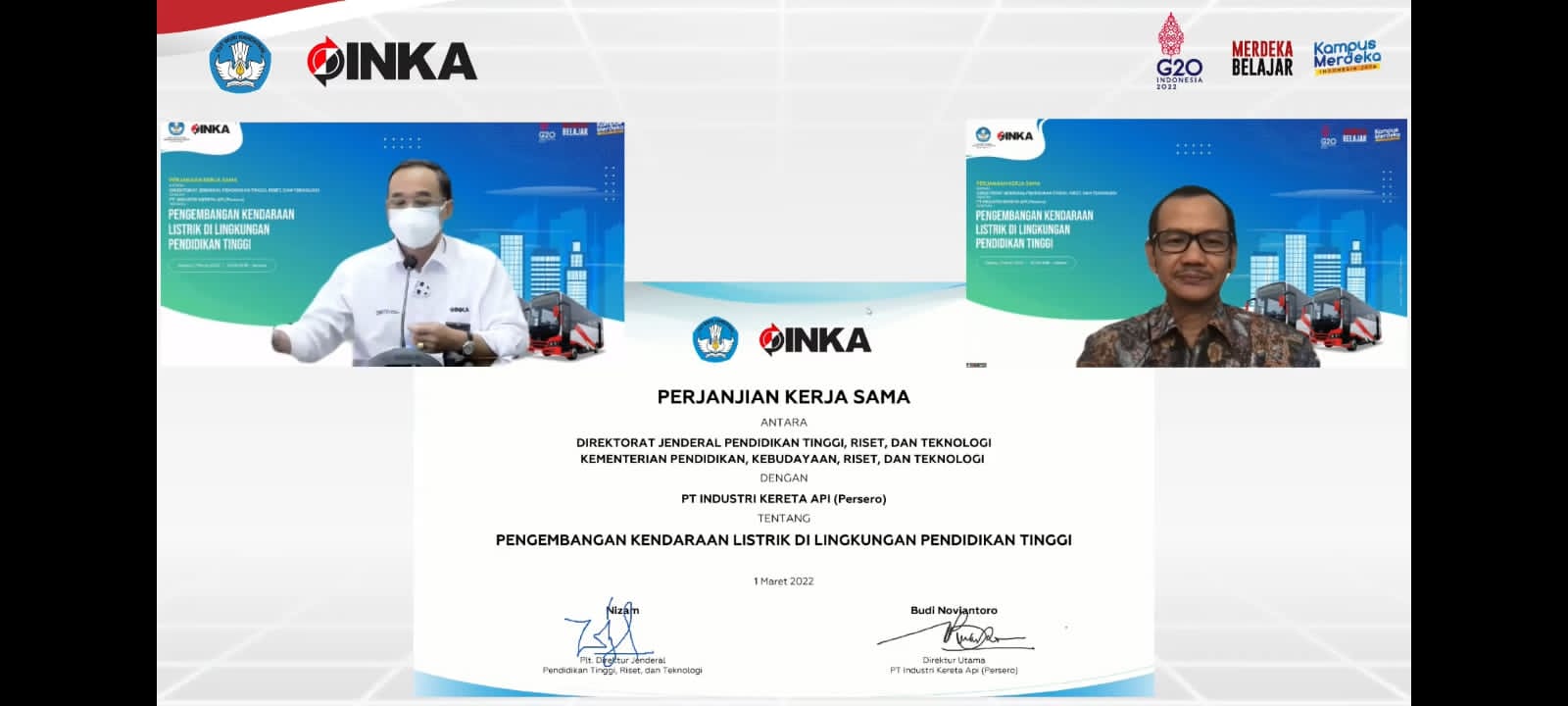 Kemendikbud Ristek dan INKA Kerjasama Pengembangan Kendaraan Listrik